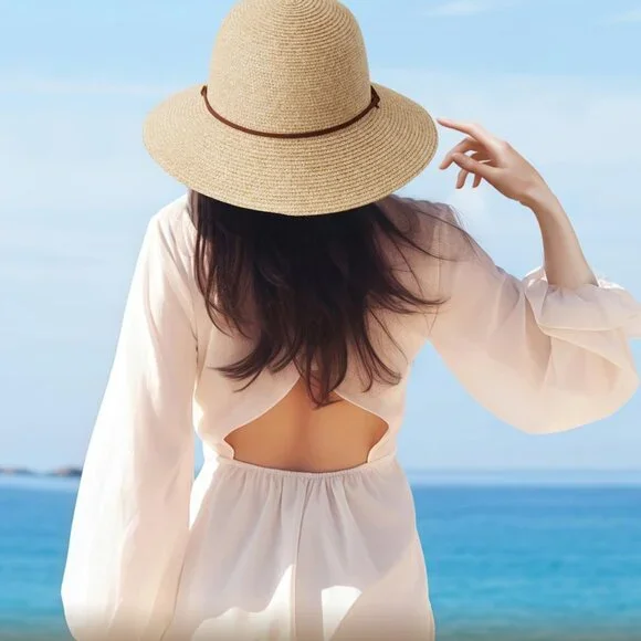 2XL/XL/L/M/S Womens Straw Hat,Wide Brim Sun Protection Beach Hats,UPF 50+ Floppy - Picture 5 of 5